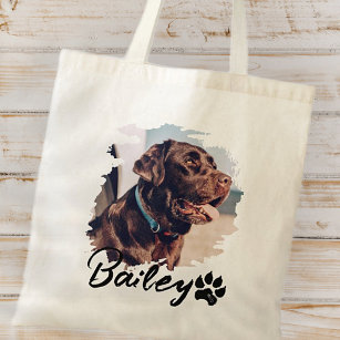 Pet's Simple Modern Cool Typography Name and Photo Tote Bag