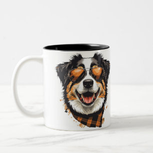 Pet's Simple Modern Cool Typography Name and Photo Two-Tone Coffee Mug