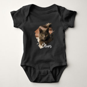 Pet's Simple Modern custom Name and photo Baby Bodysuit