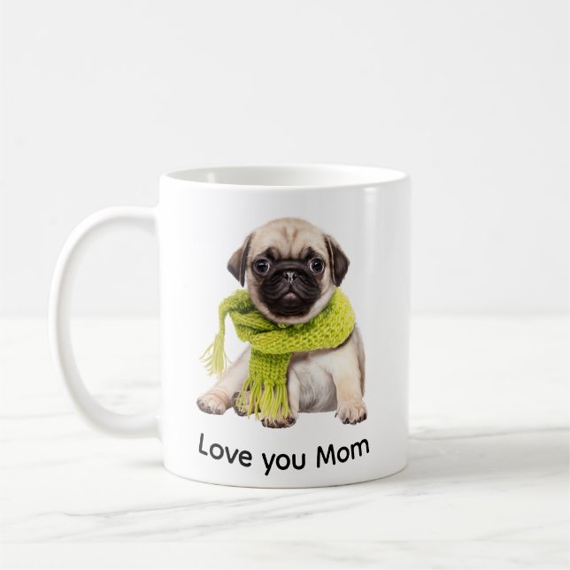 Pet's Simple Modern  Custom Photo Text  Coffee Mug (Left)