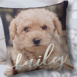 Pet's Simple Modern Elegant Chic Name and Photo Cushion<br><div class="desc">This simple and modern design is composed of sans serif typography. Add custom pet photo.</div>