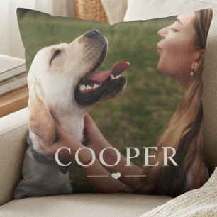 Pet's Simple Modern Elegant Chic Name and Photo Cushion