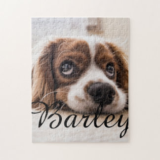 Pet's Simple Modern Elegant Chic Name and Photo Jigsaw Puzzle