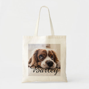 Pet's Simple Modern Elegant Chic Name and Photo  Tote Bag