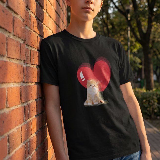 Pet's Simple Modern Heart Cool Name and Photo T-Shirt (Creator Uploaded)