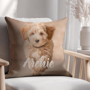 Pet's Simple Modern Name and Photo Cushion