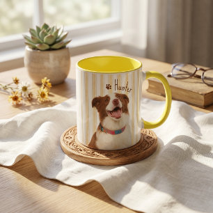 Pet's Simple Modern Name and Photo Mug
