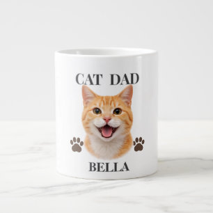 Pet's Simple Modern Typography Cat Name and Photo Large Coffee Mug
