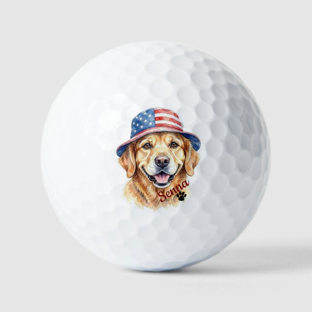 Pet's Simple Modern usa Typography Name Golf Balls (Front)