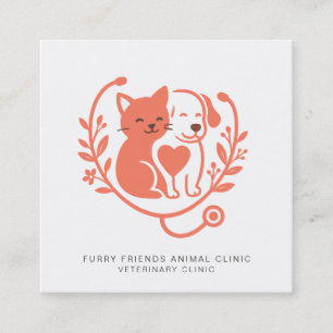 Pets Stethoscope Logo Veterinarian Appointment And Square Business Card