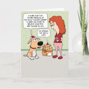 Pets Think You're Drinking Too Much on Christmas Card