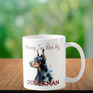 Pets Watercolor Doberman Black Personalise Coffee Mug