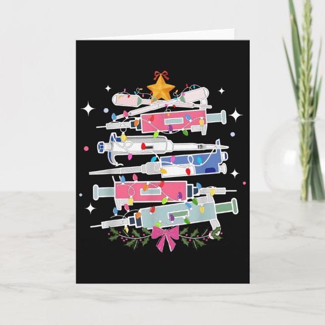 Pette Laboratory Christmas Tree Lights Med Laborat Card (Front)
