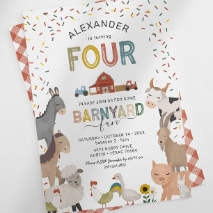 Petting Zoo 4th Birthday Party Invitation
