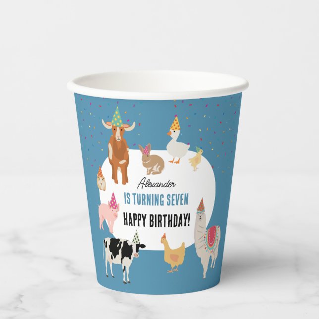 Petting Zoo Party Animals Barnyard Birthday Boy Paper Cups (Front)