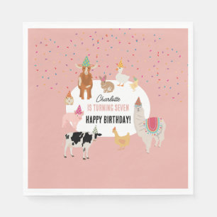 Petting Zoo Party Animals Barnyard Birthday Girl Napkin