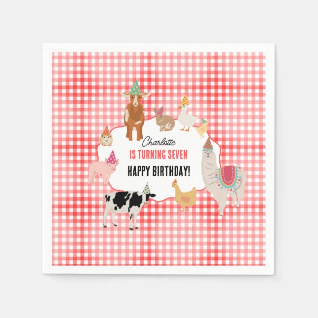Petting Zoo Party Animals Barnyard Birthday Kids Napkin (Front)