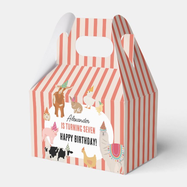 Petting Zoo Party Animals Barnyard Birthday Theme Favour Box (Front Side)