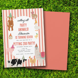 Petting Zoo Party Animals Barnyard Birthday Theme Invitation
