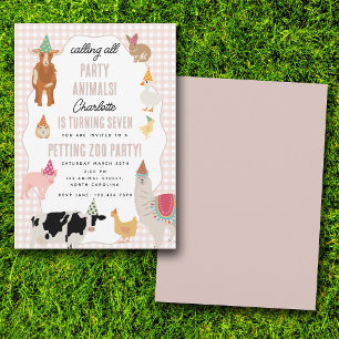 Petting Zoo Party Animals Barnyard Birthday Theme Invitation