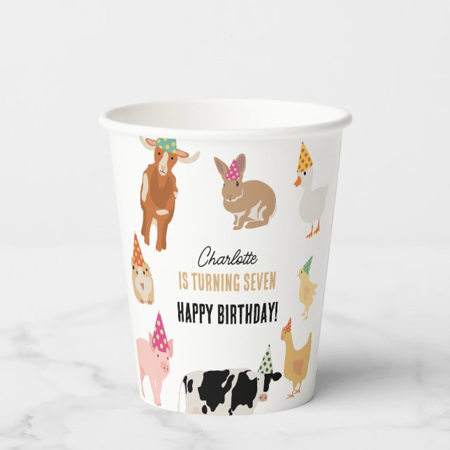 Petting Zoo Party Animals Barnyard Birthday Theme Paper Cups (Back)
