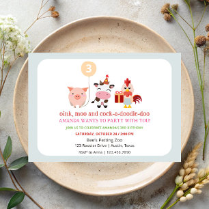  Petting Zoo Party Animals Kids Birthday Party Invitation