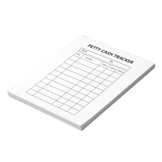 Petty Cash Tracker Notepad (Rotated)