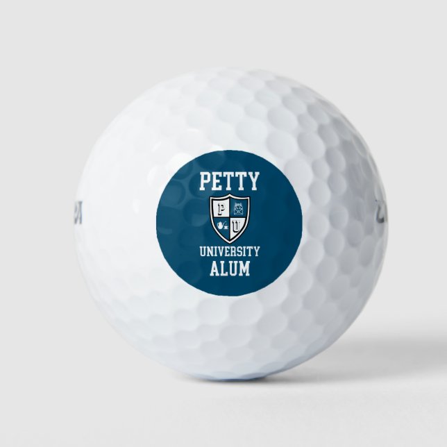 Petty University Alum grad alma mater funny blue Golf Balls (Front)