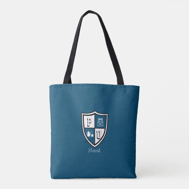Petty University Alum grad blue personalised funny Tote Bag (Back)