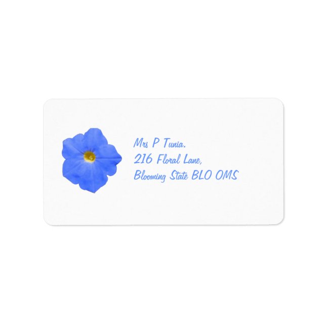 Petunia Blue and Yellow Custom Address Label (Front)
