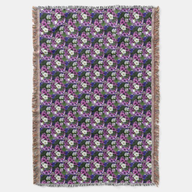 Petunia Floral Pattern Throw Blanket (Front Vertical)