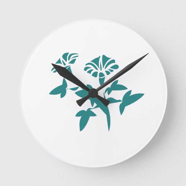 Petunia Flower Stylised Round Clock (Front)