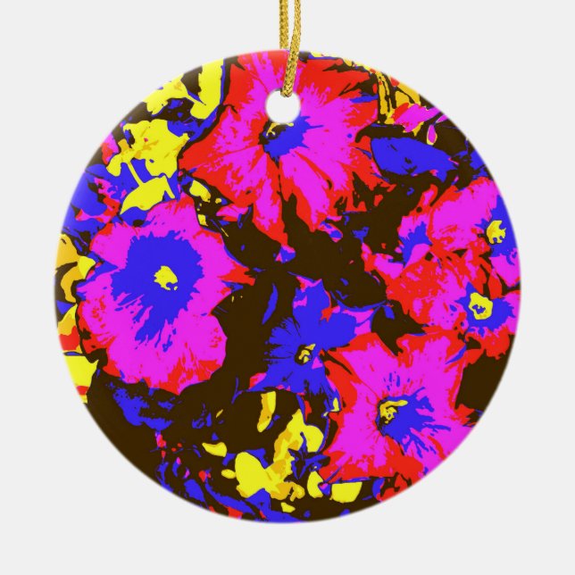 PETUNIA FLOWERS CERAMIC TREE DECORATION (Front)