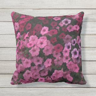 Petunia Flowers Outdoor Pink Purple Garden Bench Cushion