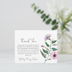 Petunia Funeral Thank You Card Bereavement