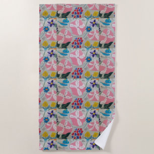 Petunia & Summer Flowers Beach Towel