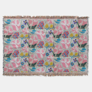 Petunia & Summer Flowers Throw Blanket