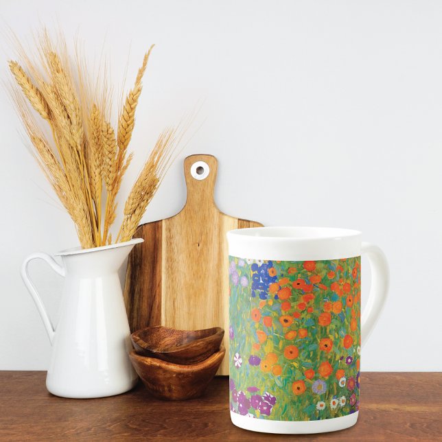 Petunias Asters Garden Gustav Klimt Bone China Mug (Creator Uploaded)