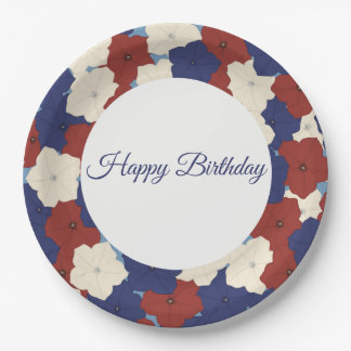 Petunias Paper Plate - Happy Birthday