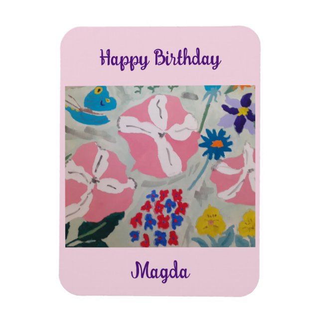 Petunias & Summer Flowers Birthday Magnet (Vertical)