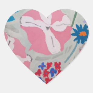 Petunias & Summer Flowers Heart Sticker