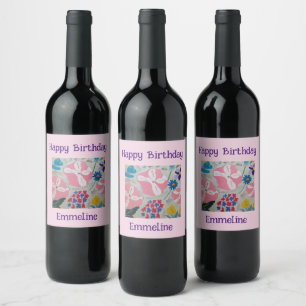 Petunias & Summer Flowers Personalised Wine Label