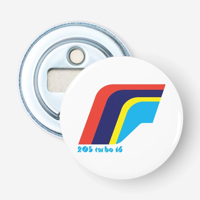Peugeot 205 Turbo Rally Car Symbol Bottle Opener (Front)