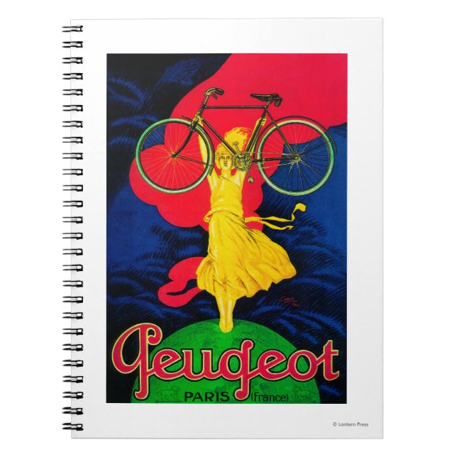 Peugeot Bicycle Vintage PosterEurope Notebook (Front)