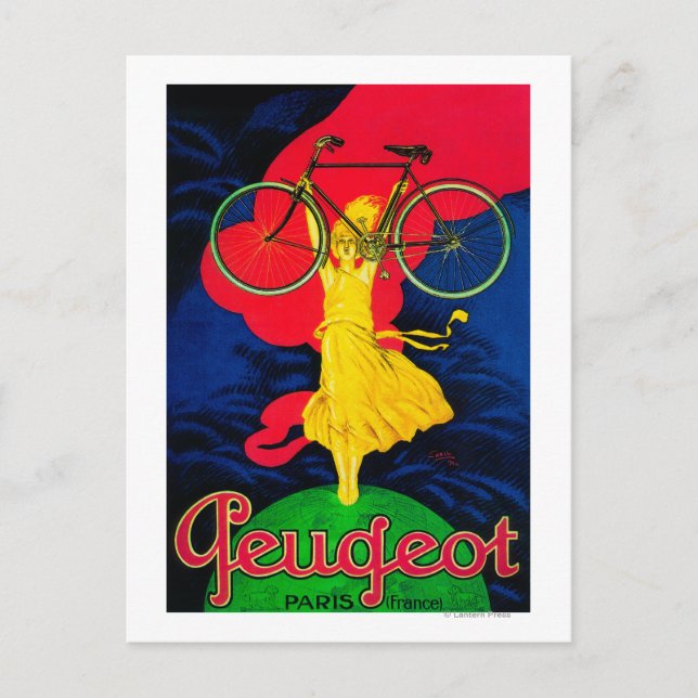 Peugeot Bicycle Vintage PosterEurope Postcard (Front)