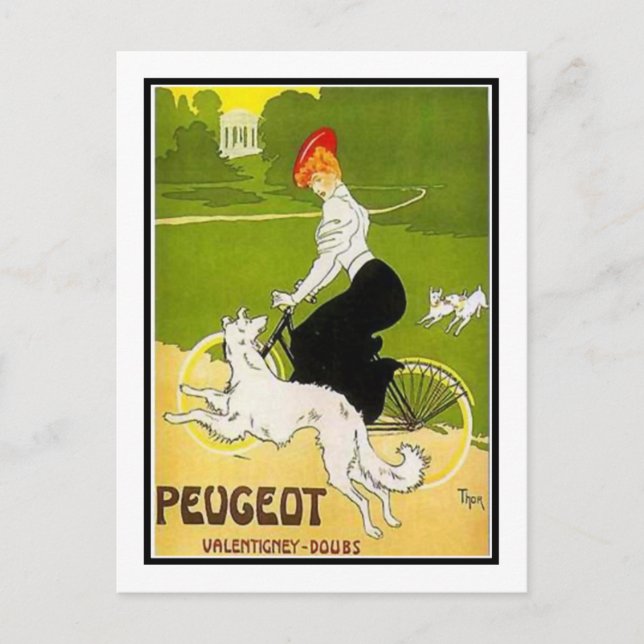 Peugeot Woman with Dog Postcard (Front)