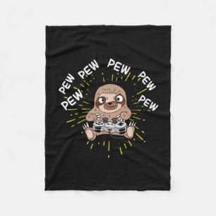 Pew Gamer Sloth Gaming  Fleece Blanket