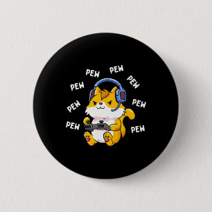 Pew Pew Gamer Cat Video Game Cats Gaming Kitty Lov 6 Cm Round Badge