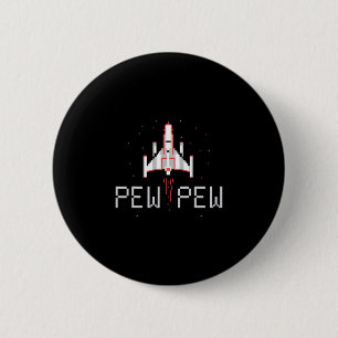 Pew Pew Gamer Vintage 80's 90's Arcade Gaming Love 6 Cm Round Badge
