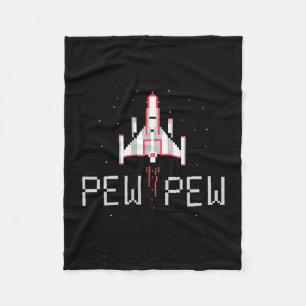 Pew Pew Gamer Vintage 80's 90's Arcade Gaming Love Fleece Blanket